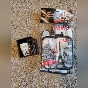 Paris Kitchen Mitts and Espresso Cup with Spoon Bundle